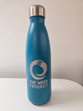 Load image into Gallery viewer, Wave Project reusable stainless steel water bottle cyan 500ml