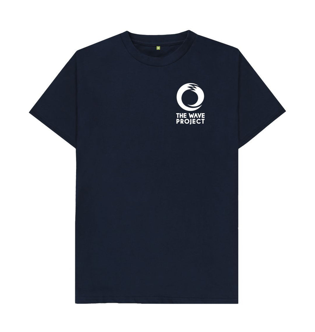 Navy Blue Wave Project Tee - White logo